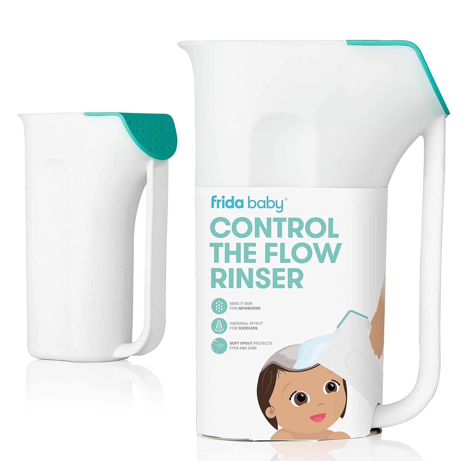 Control the Flow Bath Rinse Cup | Rinser Cup to Wash Hair + Body | Rinser Cup for Bath Time with Easy Grip Handle + Removable Rain Shower