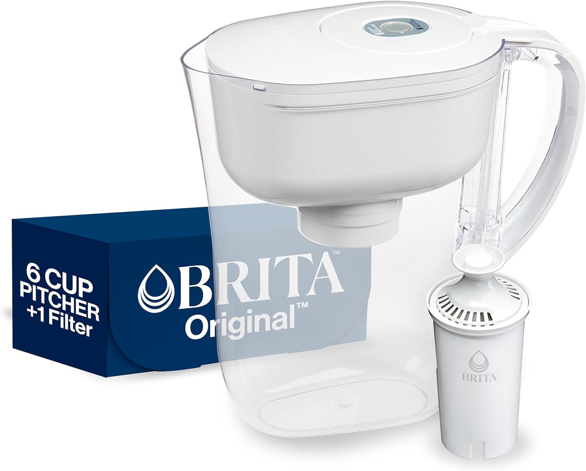 Metro Water Filter Pitcher with Smartlight Change Indicator, Bpa-Free, Replaces 1,800 Plastic Water Bottles a Year, Lasts Two Months, Includes 1 Filter, Small - 6-Cup Capacity, White