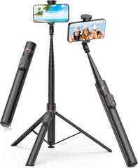66" Automatic Phone Tripod with Magnetic Rechargable Remote,Selfie Stick 360° Vertical & Horizontal Rotatable,Stable for Iphone/Android(Black)