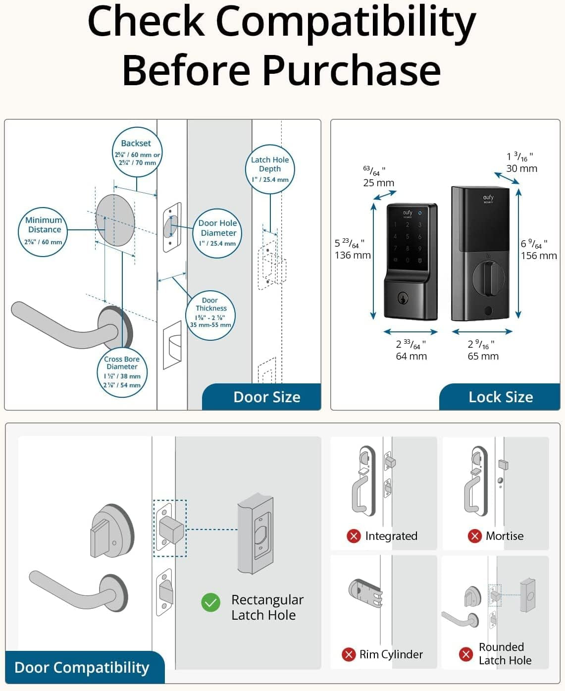 Smart Lock C210, Keyless Entry Door Lock, Built-In Wifi Deadbolt, Smart Door Lock, No Bridge Required, Easy Installation, Touchscreen Keypad, App Remote Control, 4 AA Batteries Included
