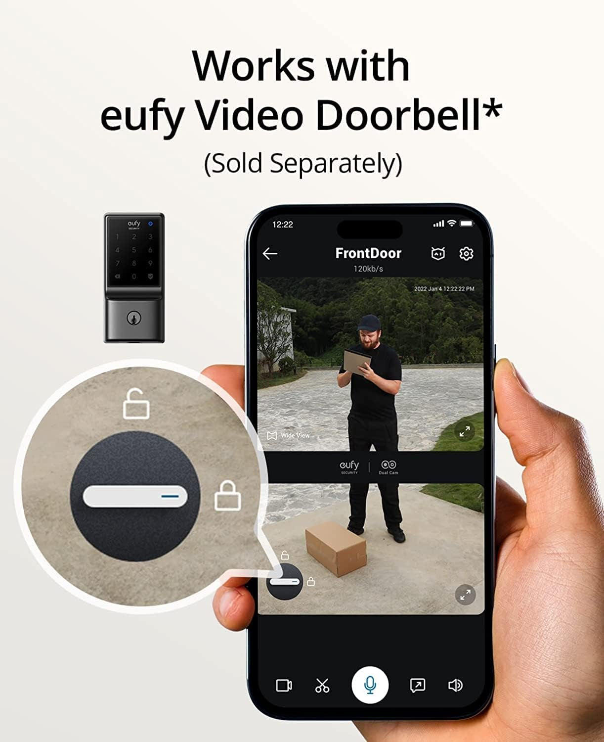 Smart Lock C210, Keyless Entry Door Lock, Built-In Wifi Deadbolt, Smart Door Lock, No Bridge Required, Easy Installation, Touchscreen Keypad, App Remote Control, 4 AA Batteries Included