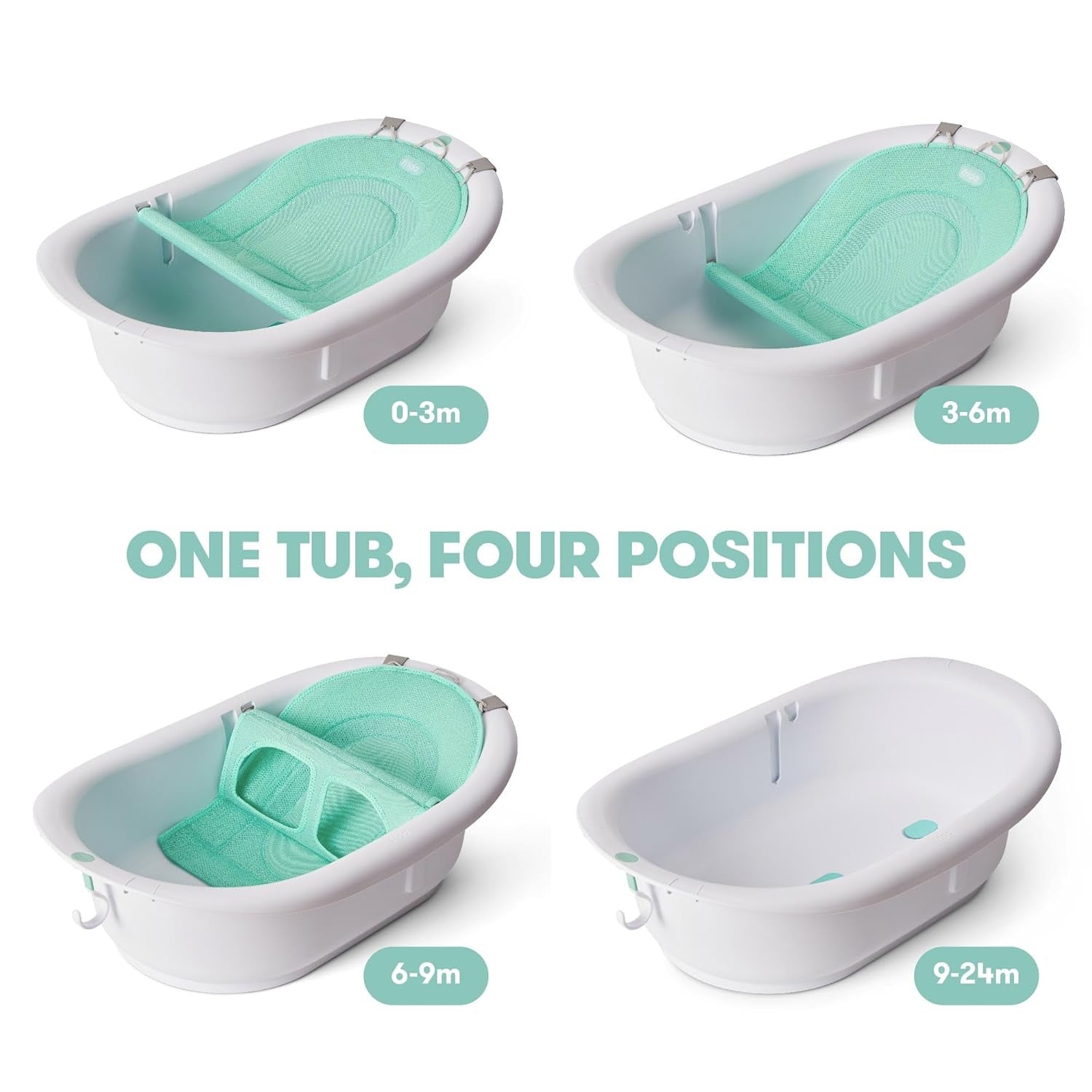 4-In-1 Grow-With-Me Baby Bathtub, Baby Tub for Newborns to Toddler with Removable Bath Seat & Backrest for Bath Support in Tub