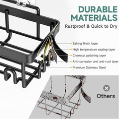 Stainless Steel Shower Caddy 6-Pack, No Drilling & Rustproof, Waterproof Adhesive Shelves Rack with Soap Holder, Large Capacity Bathroom Organizers and Storage, Wall-Mounted Kitchen & Home Decor
